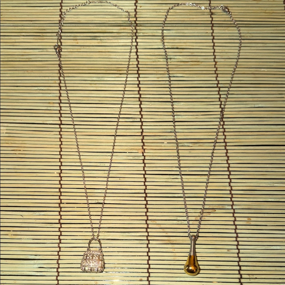 Elegant Set of Silver and Gold Pendant Necklace